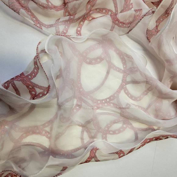 Double Layer White and Cream Chain Link Print Rectangular Scarf - Picture 7 of 7